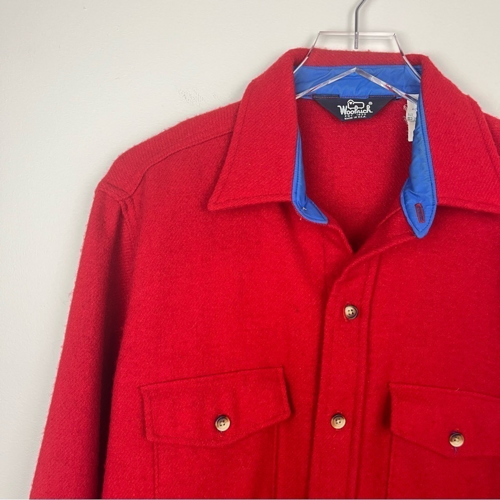 Woolrich Vintage Red Wool Button Front Shirt Usa … - image 3